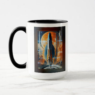 Start am Mittag - Fahrt zum Moon Retro Poster Tasse