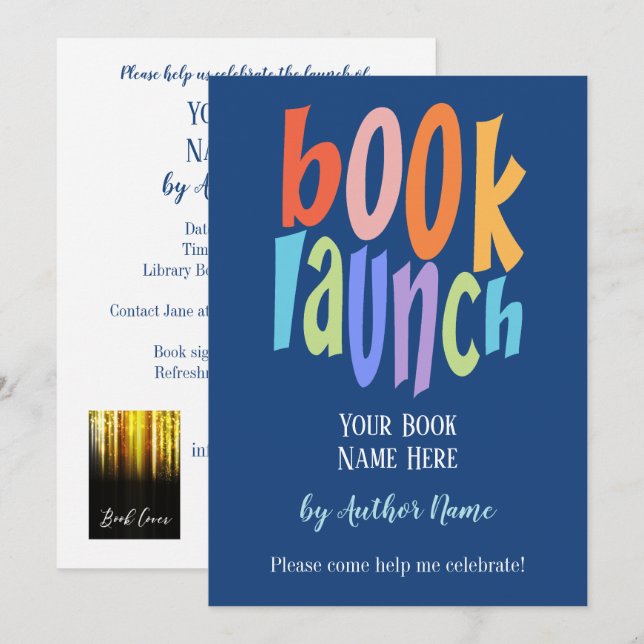 Start der Buchveröffentlichung Modernes Party Einladung (Vorne/Hinten)