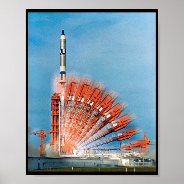 Start der Gemini X-Rakete in Zeitrafferfotografie Poster (Vorne)