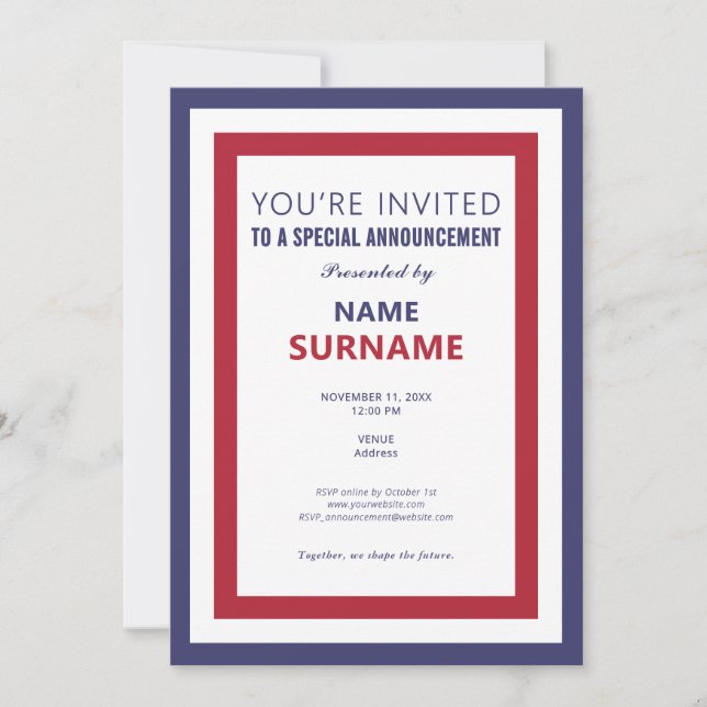 Start der Kampagne "Teaser Kampagnen für politisch Einladung (Vorderseite)