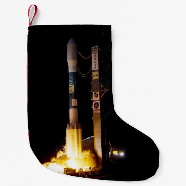 Start der Night Space Rocket Kleiner Weihnachtsstrumpf (Vorderseite)