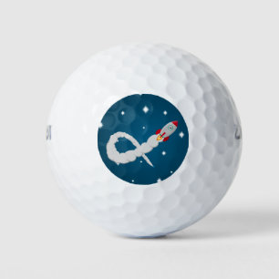 Start der Weltraumrakete im Weltraum Golfball