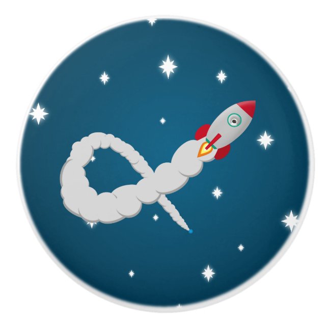 Start der Weltraumrakete im Weltraum Keramikknauf (Vorderseite)