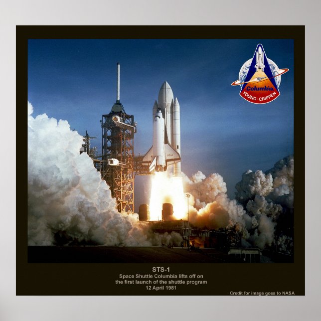 Start des ersten Space Shuttles STS-1 Columbia Poster (Vorne)