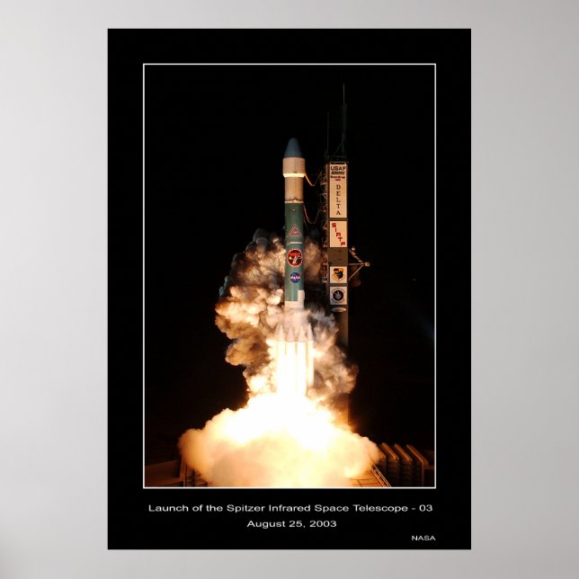 Start des Spitzer Infrarot-Weltraumteleskops Poster (Vorne)