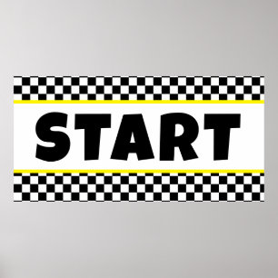START-Line-Banner für Schwarz-Weiß-Rennen Poster