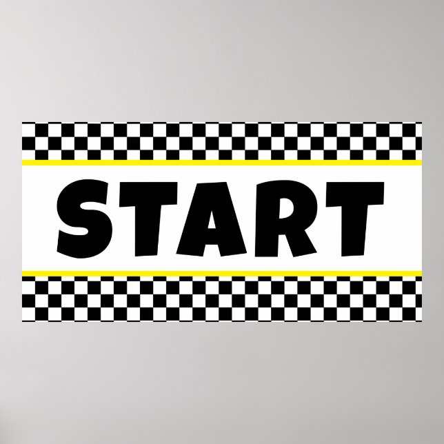 START-Line-Banner für Schwarz-Weiß-Rennen Poster (Vorne)