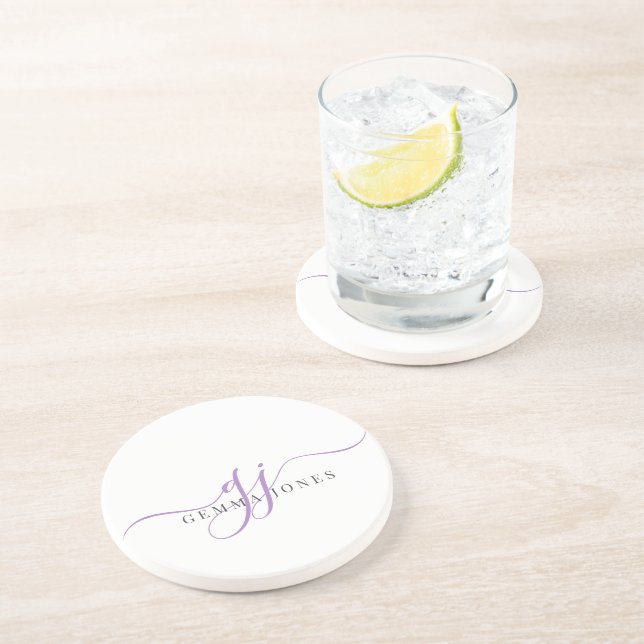Start-Skriptinitials Monogram Minimalistisch Getränkeuntersetzer (Seite)