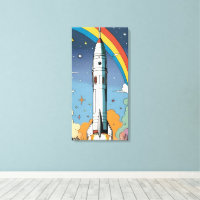 Start-Space-Rakete-Retro-Glossy-Poster
