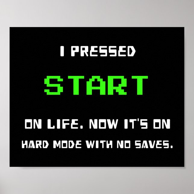 START-Taste Retro-8-Bit-Pixel-Art-Gamer-Gaming Poster (Vorne)