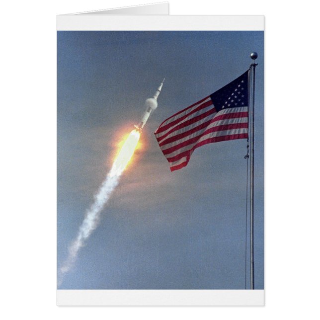 Start von Apollo 11, mit Flagge, NASA (Vorne)
