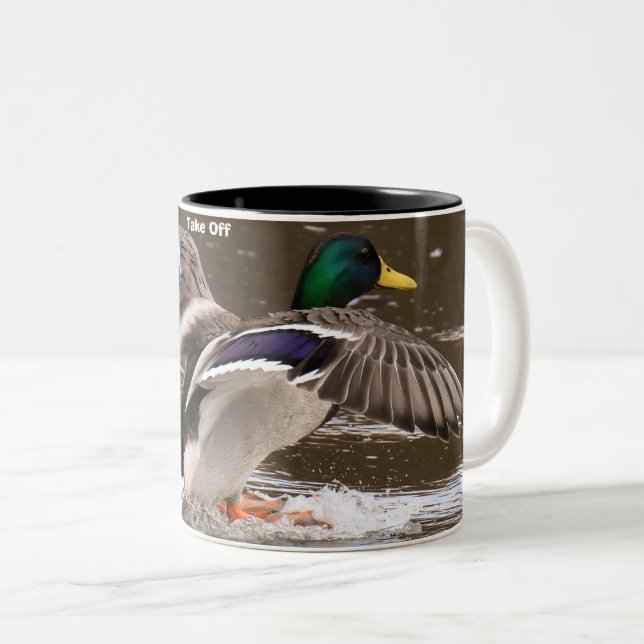 Start von Mallard Ducks Zweifarbige Tasse (VorderseiteRechts)