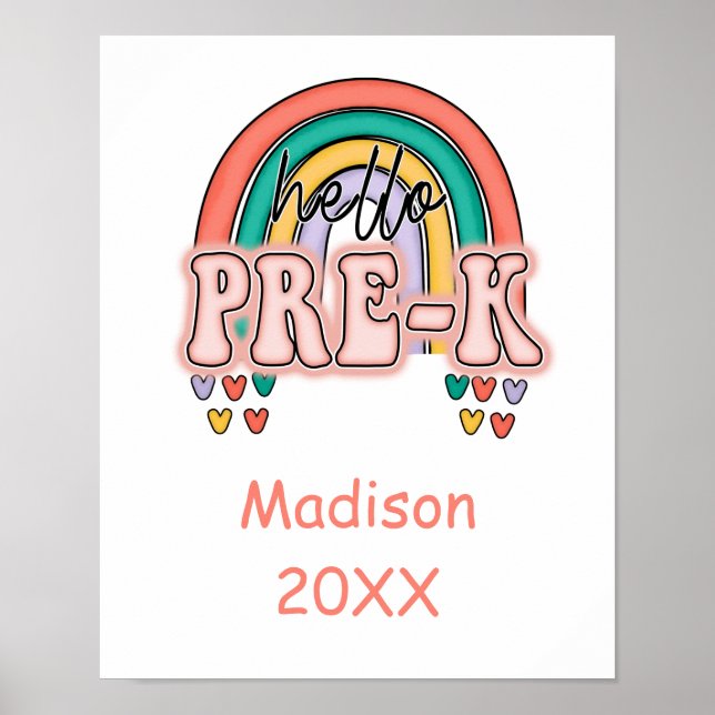 Start von Pre-K zurück in die Schule Regenbogen-Po Poster (Vorne)