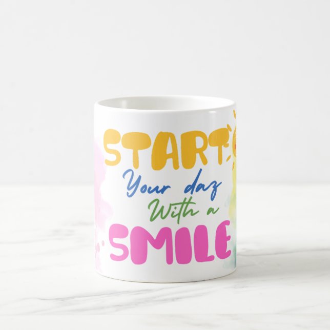 Start Your Day with a Smile – Cute  Kaffeetasse (Mittel)