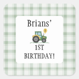 Start Your Tractor Children Birthd Square Sticker