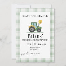 Start Your Tractor Children's Birthday Invitation