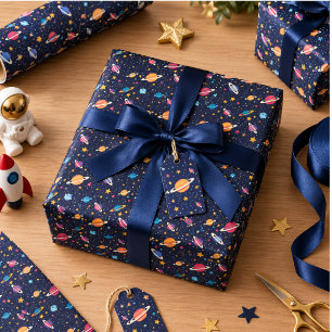 Start zum Mond 2. Geburtstag Weltraum Geschenkpapier