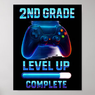 Starte 2. Klasse Gamer Kinder Level Up Spaß 2 Poster