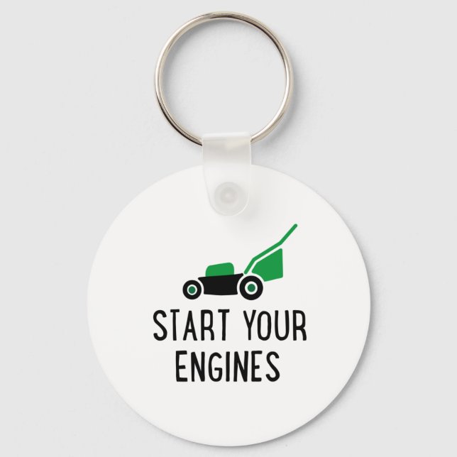 Starten Sie den Rasenmäher Ihrer Motoren Schlüsselanhänger (Vorderseite)