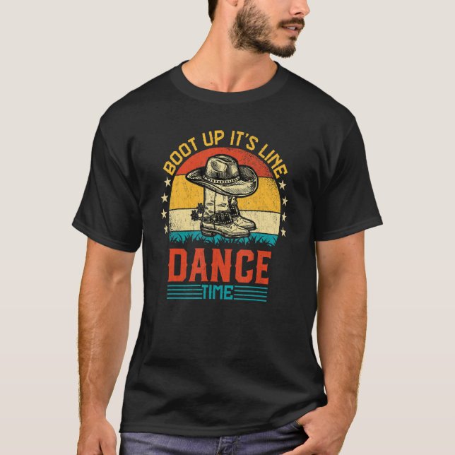 Starten Sie den Western der Line Dance Time Countr T-Shirt (Vorderseite)