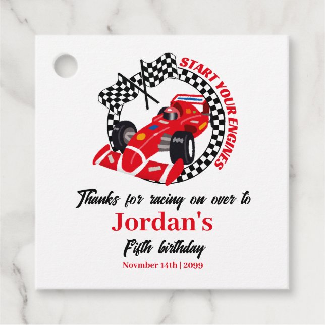 Starten Sie Ihre Motoren Red Race Car jedes Alter  Geschenkanhänger (Vorderseite)