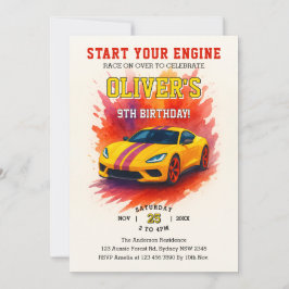 Starten Sie Ihre Motoren Watercolor Super Car Gebu Einladung