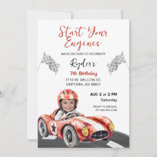 Starten Sie Ihren Motor Geburtstag Foto Einladung