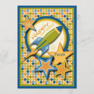 Starten Sie weg! Raumschiff-Geburtstag Karte