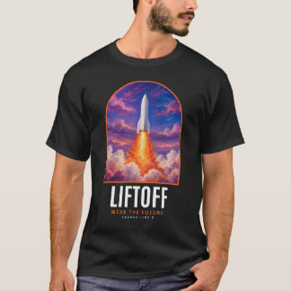 Startende bemalte Rakete beim Sonnenuntergang Graf T-Shirt