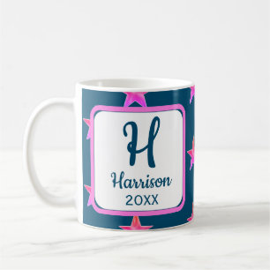Startermonogramm Initial Pink Blue Colorful Kaffeetasse