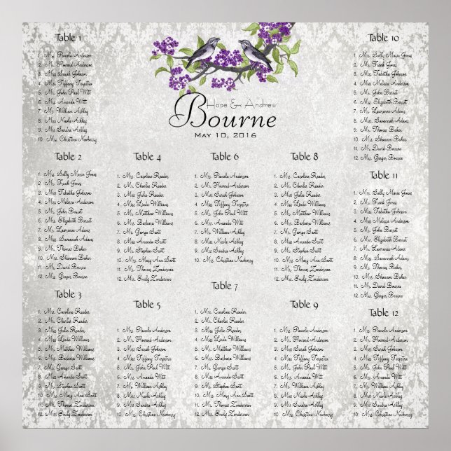 Startet bei $13.20 Seating Chart 12 Tische Poster (Vorne)