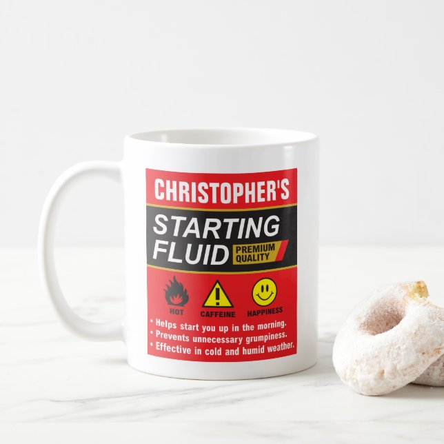 Starting Fluid Personalized Parody Kaffeetasse (Mit Donut)