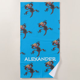 Startling Funny Gecko Lizard Light Blue Individuel Strandtuch