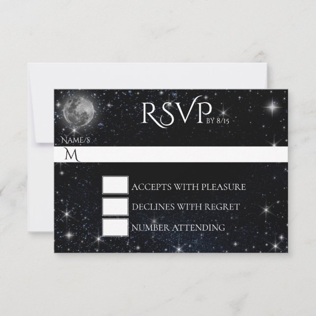 Startnacht mit Moon-RSVP-Karte RSVP Karte (Vorderseite)