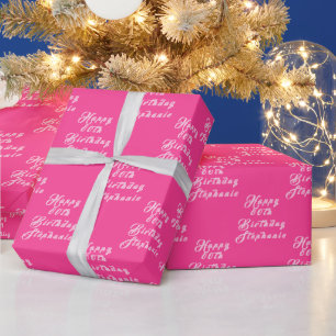 Startname Hot Pink Modernes Muster der 80. Geburts Geschenkpapier