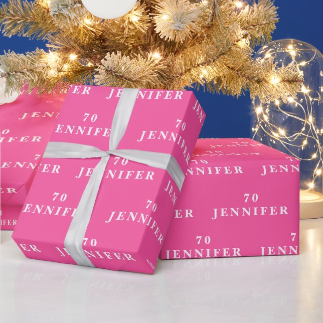 Startname Hot Pink Modernes Muster Geschenkpapier (Feiertage)