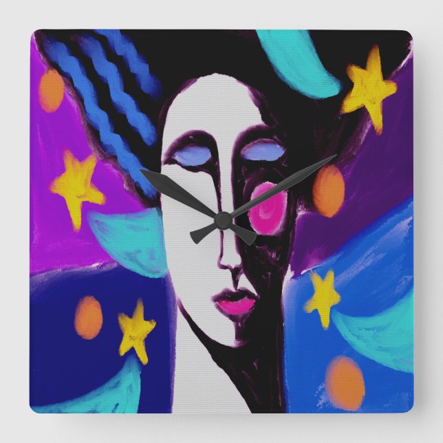 Startnight Abstrakt Art Square Uhr (Vorderseite)