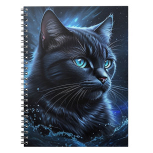 Startnight Blue Black Cat Splash Art Notizblock