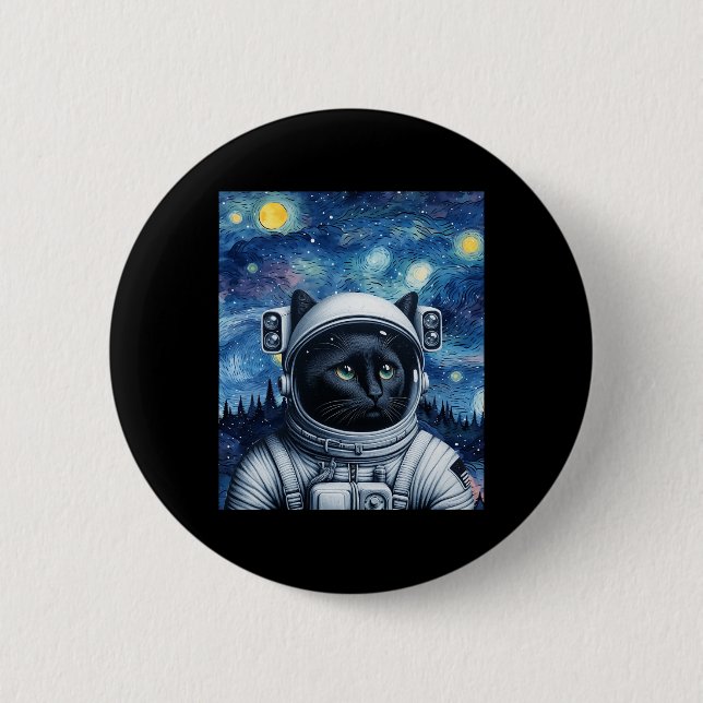 Startnight Kosmic Cat Astronaut Art Button (Vorderseite)