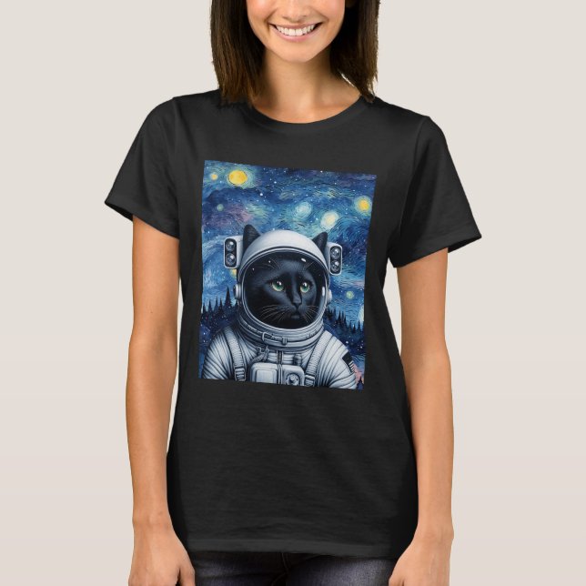 Startnight Kosmic Cat Astronaut Art T-Shirt (Vorderseite)