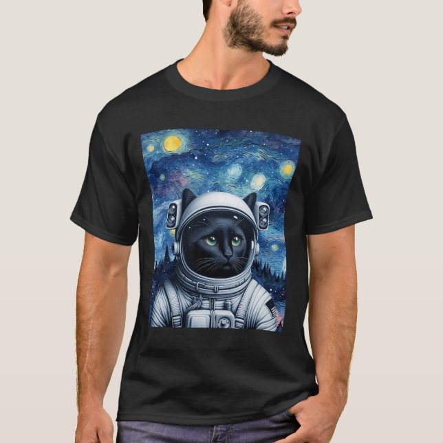 Startnight Kosmic Cat Astronaut Art T-Shirt (Vorderseite)