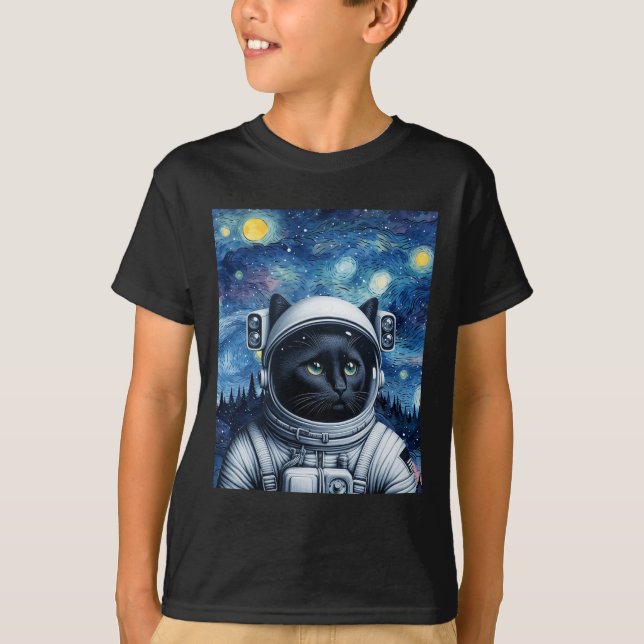 Startnight Kosmic Cat Astronaut Art T-Shirt (Vorderseite)