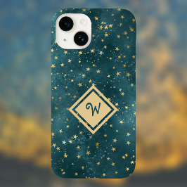 Startnight Space Design mit Gold Monogram Case-Mate iPhone 14 Hülle