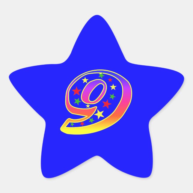 Startnummer 9Geburtstagsparty-Aufkleber Stern-Aufkleber (Vorderseite)