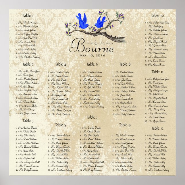 Starts at $13.20 Seating Chart 12 Tables Poster (Vorne)