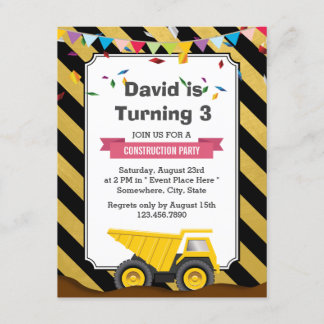 Startseite für Dump Truck im Bau Einladung