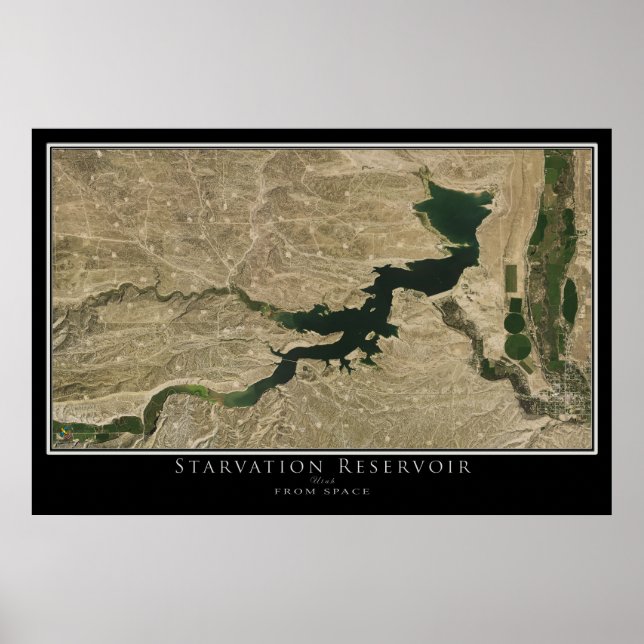 Starvation Reservoir Utah Satellite Poster Karte (Vorne)