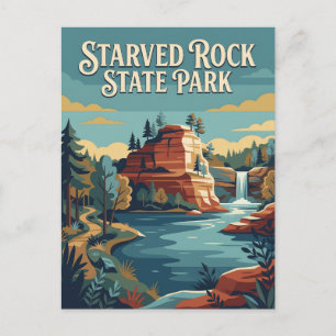Starved Rock Illinois Canyon Retro Vintage Poster Postkarte