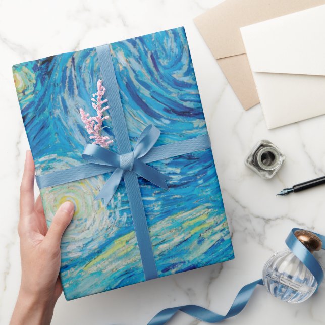 Stary night van gogh floral pattern Wrapping Paper Geschenkpapier (Schenken)