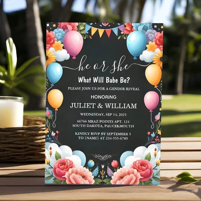 Stash Fun Cloud Family in Spanisch Gender Reveal Einladung (Von Creator hochgeladen)